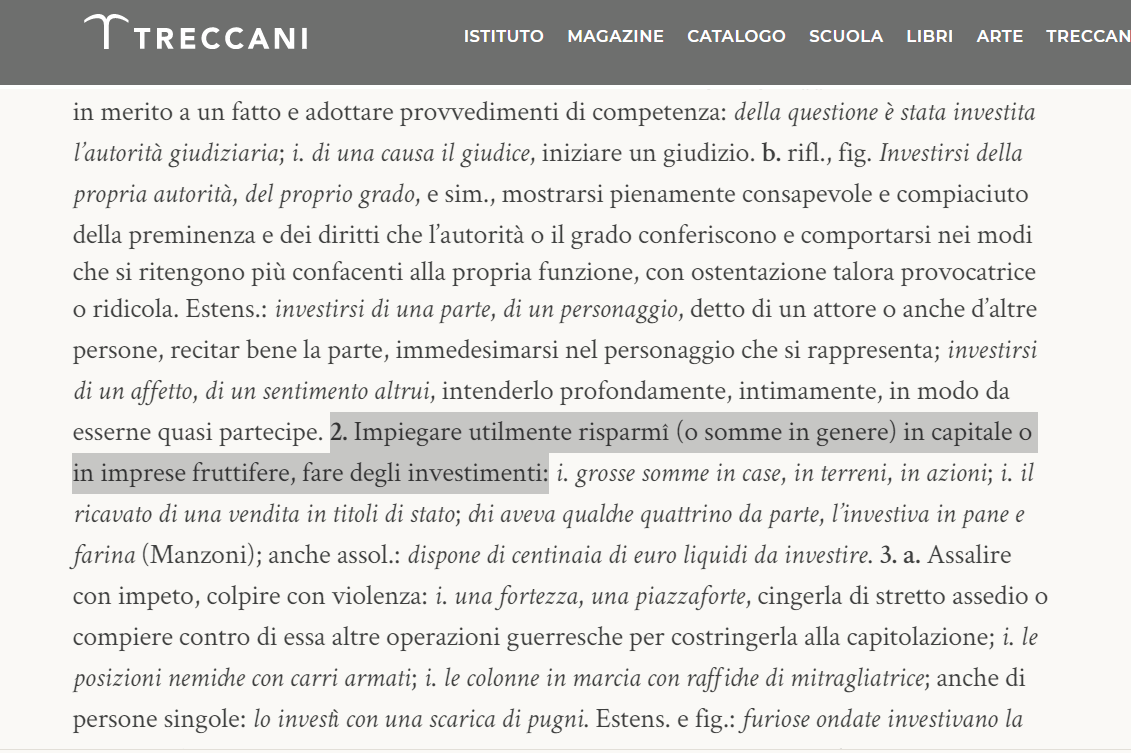 treccani investire